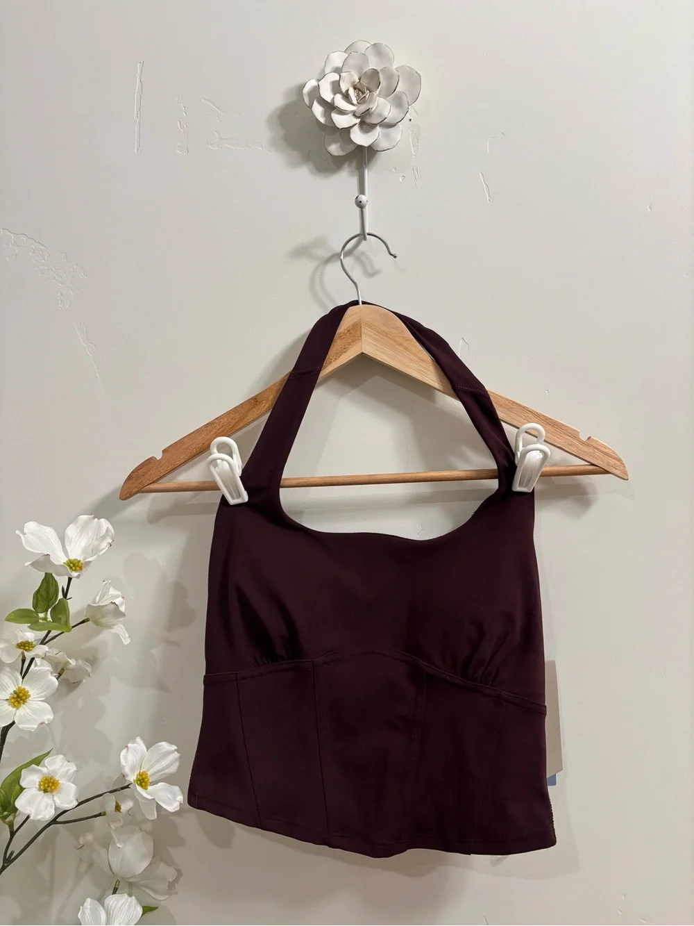Halter Sport Bralette Top in Plum